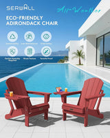 SERWALL Folding Adirondack Chair Set of 4, Outdoor Adirondack Chairs with 4 in 1 Cup Holder, Wood Texture Patio Chairs - Photo 7