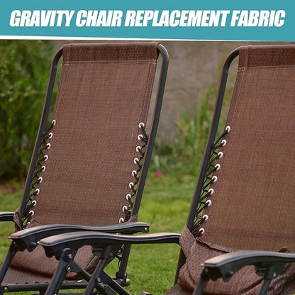 Queekay 2 Pcs Gravity Chair Replacement Fabric with 8 Bungee Cord Lounge Chair Cloth Mesh Patio Chair Repair Kit for Patio Recliner Outdoor Lawn Pool Beach Sling Chair(Brown, 63" x 21")