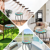Small Side Table with Metal Frame, 10.5" Round Side Tables with Seven-Spotted Ladybug Pattern, Outdoor Table for Balcony - Photo 5