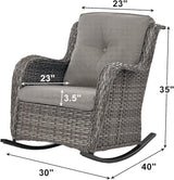 Rilyson Patio Chairs Outdoor Rocking Chair - 2 Piece Wicker Rattan Rocker Chairs Set with High Back and Deep Seating - Photo 2