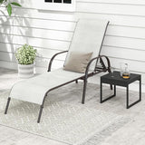 Giantex Patio Lounge Chair, Outdoor Chaise Lounge with 5 Adjustable Backrest, Sturdy Steel Frame, Sunbathing Recliner - Photo 8