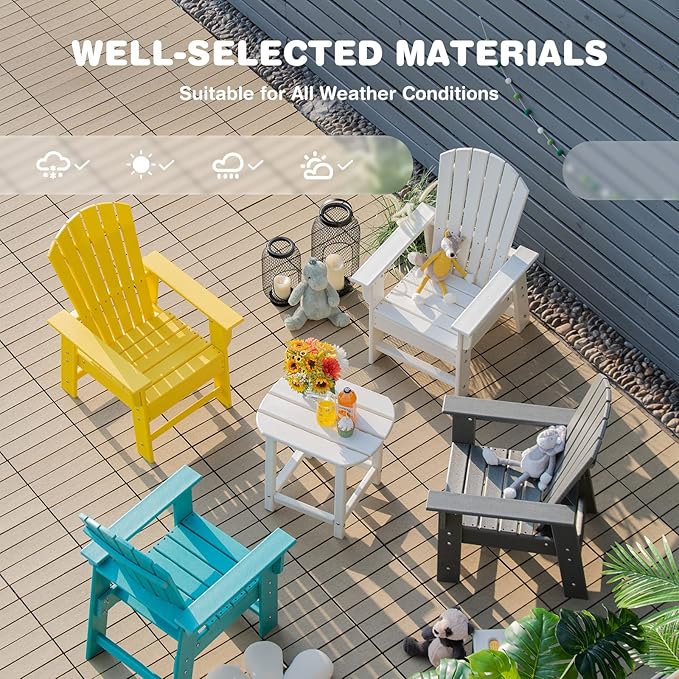 Giantex Adirondack Chair, Kids HDPE Patio Lawn Chair with Ergonomic Backrest for Deck, Porch, Backyard, Poolside, Indoor, Weather Resistance Toddler Outdoor Chair (2, Yellow)