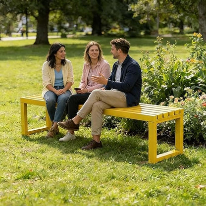 Outdoor Patio Bench Weatherproof Metal Backless Bench 3.3ft 3.9ft 4.9ft 5.9ft 2-Person Seat Porch Seating Metal Bench No Back Garden Bench Front Porch Benches Chair for Yard(Red,5.9ft/180cm)