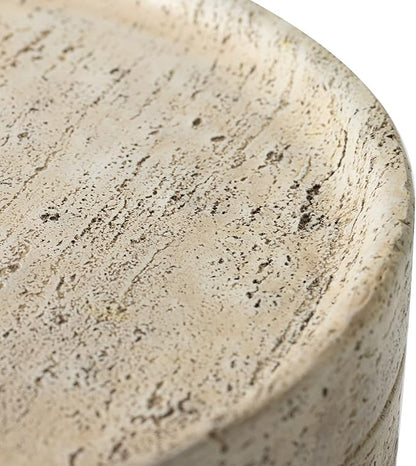SUNBURY Outdoor Side Tables for Patio, Small Concrete Accent End Table, Stone Round Modern Coffee Furniture, Milky Cement Side Table