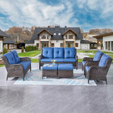 Rilyson Wicker Patio Furniture Set - 6 Piece Rattan Outdoor Sectional Conversation Sets with 1 Sofa, 1 Loveseat - Photo 1