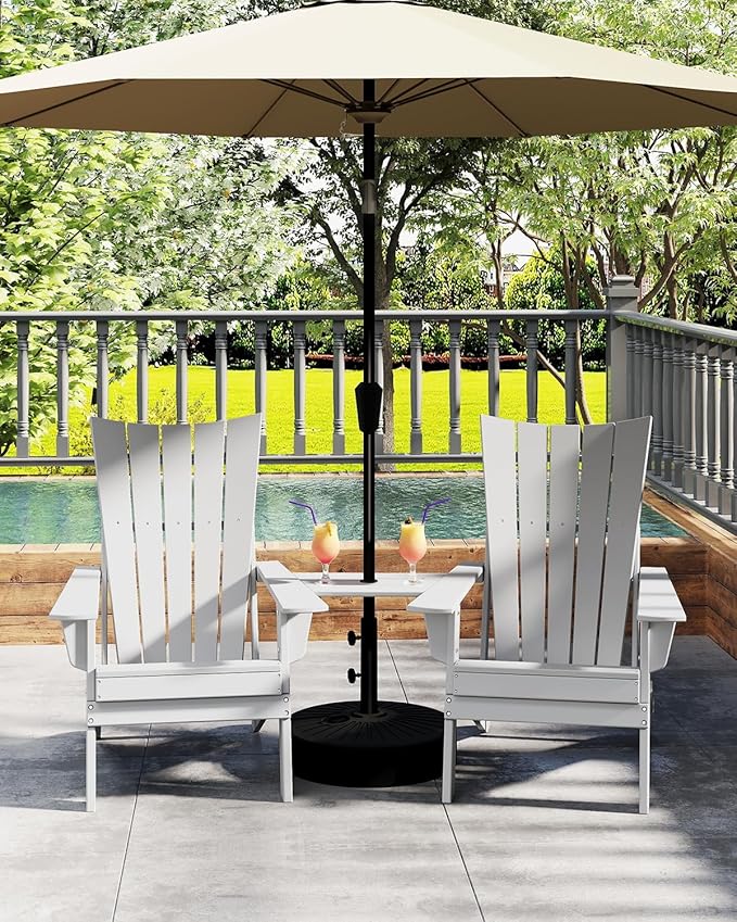 GREENVINES Folding-Adirondack-Chairs-Set-of-4 | HDPE Plastic | Arch Series | Fire Pit Chair | All Weather | for Outdoor Patio Deck Backyard Poolside | White