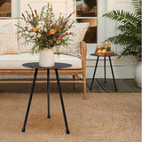12.2" Small Round Outdoor Side Table - Adjustable Height (11.4" & 18.1") Sturdy Metal End Table - Photo 8
