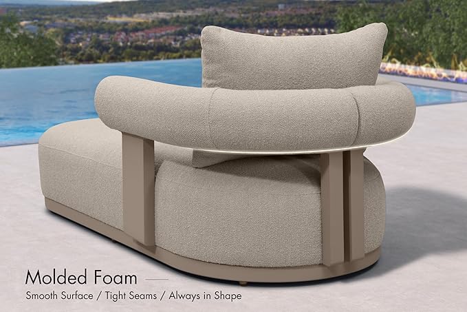 PURPLE LEAF Outdoor Chaise Lounge Set of 2 Chair Modern Aluminum Lounger Daybed with Lumbar Pillow and Armrest for Patio Poolside Beach Sunbathing Deck, Champagne
