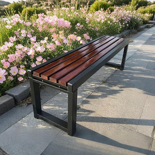 Patio Bench,Garden Bench for 2 Person Seat,Backless Outdoor Benches,Wood Furniture Seating with Metal Legs,for Lawn,Yard,Porch,Path 39.1/47.2/57/70.8 in(59 Inch)