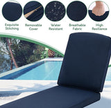 Chaise Lounge Chair Outdoor- Patio Pool Chairs Tanning Lounges for Outside Beach Lounger Cast Aluminum with Navy Blue - Photo 6
