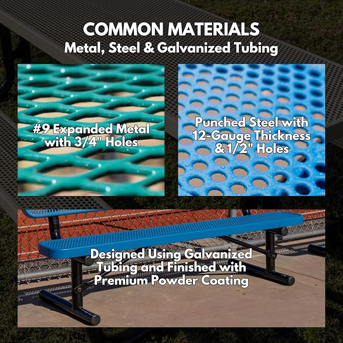 COATEDOUTDOORFURNITURE Coated Outdoor Furniture Heavy-Duty Outdoor Bench Thermoplastic Coated, Expanded Metal, Commercial-Grade Seating, Made in America (Inground Without Back, 6 Ft, Orange)