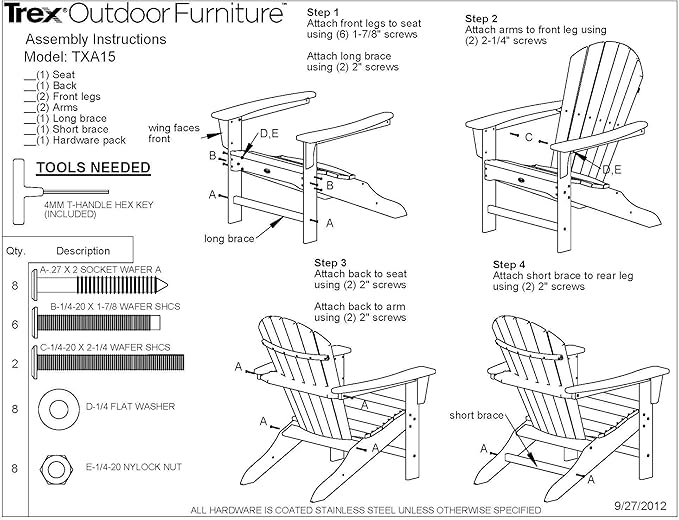 Trex Outdoor Furniture Cape Cod Folding Adirondack Chair, Classic White