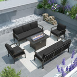 Gotland 8 Seats Outdoor Metal Patio Furniture Set with 55 - Photo 1