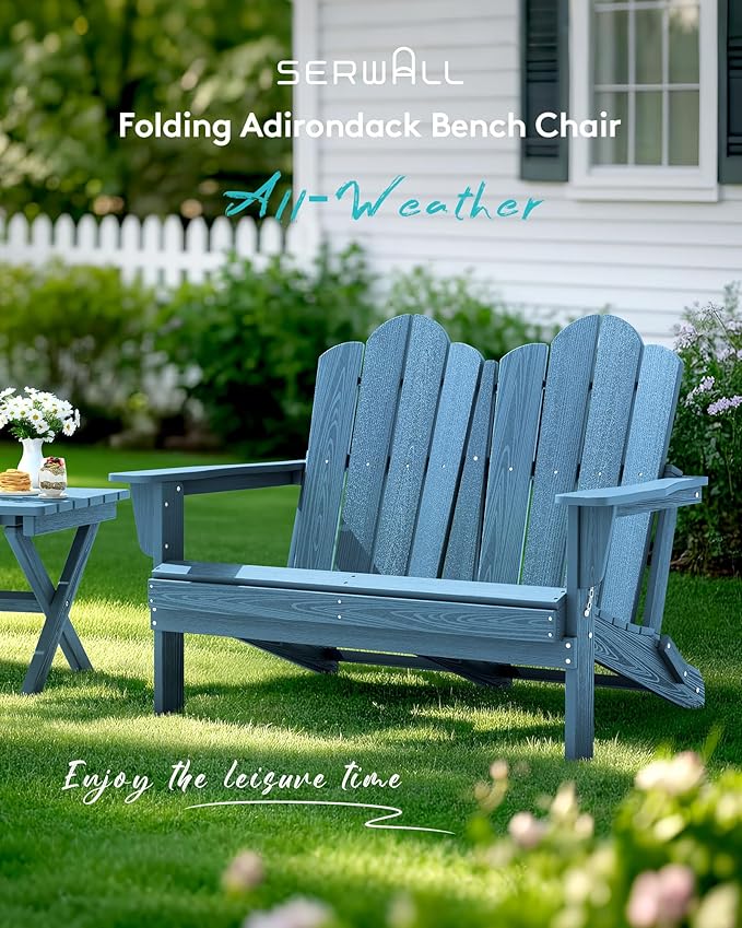 SERWALL 3 Pieces Patio Adirondack Bench Set - Photo 9