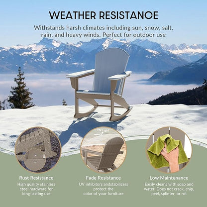 WestinTrends Malibu 2 Piece Set Outdoor/Patio Poly Adirondack Rocking Chairs (2 Seater), Weathered Wood