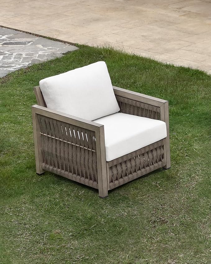 Patio Sofa Chair, Never Rusts Aluminum Outdoor Armchair with Washable Cushions - Photo 9