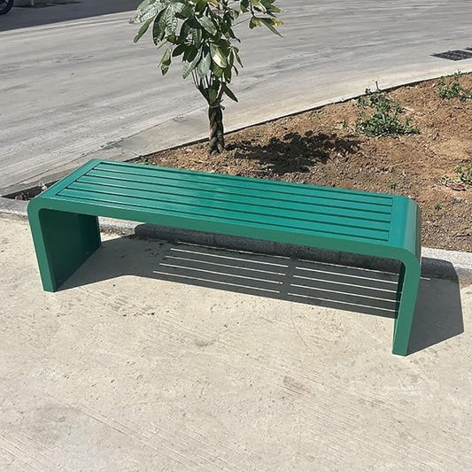 Outdoor Patio Garden Bench, Metal Bench, All-Weather Outdoor Park Bench, for Garden, Porch, Park, Balcony, Outside, Load Capacity 660lbs(Color:Green,Size:150cm/59in)