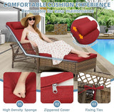 Outdoor Chaise Lounge Chair Set of 2, PE Wicker Recliner Patio Reclining Sunbathing Chair with Cushion - Photo 5