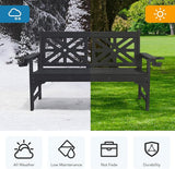 Oversized Outdoor Bench Set of 2, 51.5” HDPE Aesthetic Garden Bench with Cup Holders - Photo 5