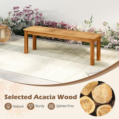 Giantex 52" Outdoor Benches of 2, Patio Wood Bench with Slatted Seat and Solid Wood Legs, 794 LB Capacity, Outside Acacia Wood Garden Bench for Patio, Entryway, Backyard, Porch