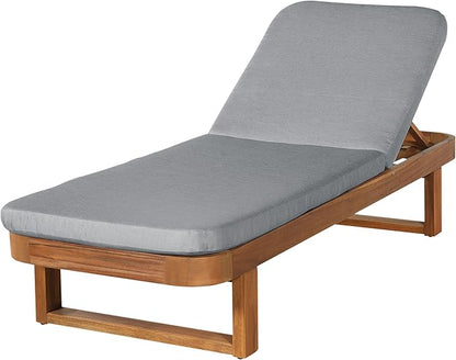 Christopher Knight Home Milos Acacia Wood Chaise Lounge Chair Outdoor Set of 2, Wooden Sunbathing Pool Lounger, Patio Chaise Lounge with Cushions, Adjustable Backrest Lounge Sofa, Light Gray+Teak