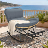 ZENPETIO Outdoor Rocking Chair - Oversized Metal Frame Papasan Rocking Chair with All Weather PE Wicker Rattan Rocker - Photo 9