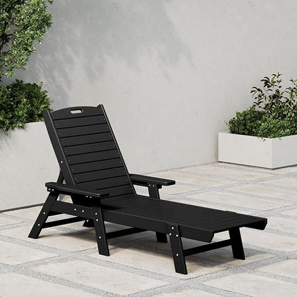 WestinTrends Malibu Poly Reclining Chaise Lounge Black