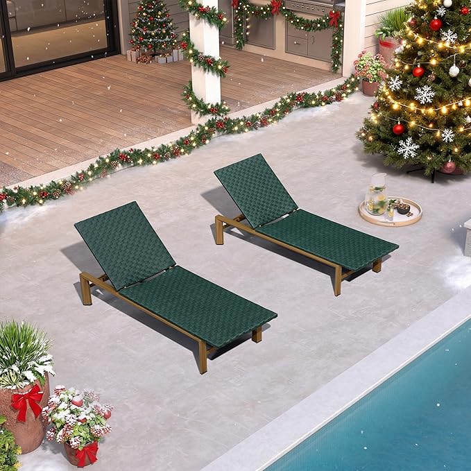 PURPLE LEAF Patio Oversized Chaise Lounge Rattan Chair Set of 2 Outdoor Pool Adjustable Recliner Wicker Chairs for - Photo 3