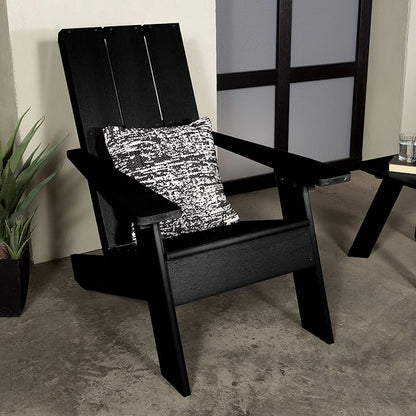 Highwood Italica Modern Adirondack 3pc Set, Includes 2 Adirondack Chairs and One Side Table, Black