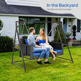 4FT Wicker Porch Swing for 2 Person, 800lb Capacity Outdoor Hanging Bench with Removable Cushions - Photo 4