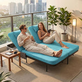 RADIATA 51.2" Outdoor Loveseat Sofa Bed, PE Wicker Patio Daybed with 2-Person Double Chaise Lounge - Photo 4