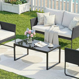 ONBRILL Rectangle Coffee Table with Tempered Glass Desktop - Photo 1