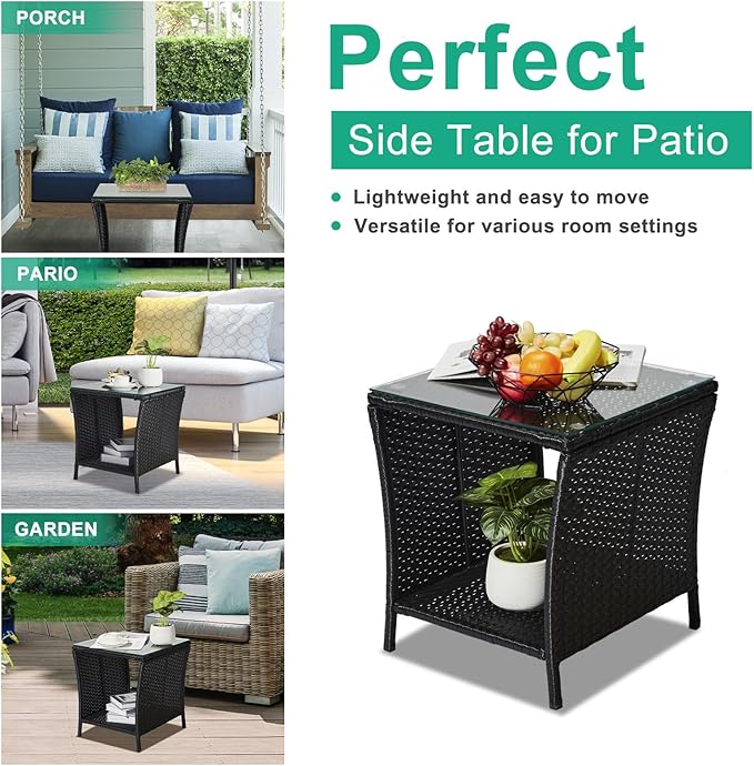 HomVent Patio Wicker Rattan Side Table - Photo 6