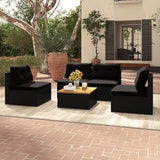 Tangkula 5 Piece Rattan Sofa Set, Outdoor Wicker Furniture Set w/Seat & Back Cushions, Square Coffee Table - Photo 2