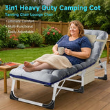 ABORON Heavy Duty Tanning Chair, Outdoor 5-Position Folding Chaise Lounge Chair with Pad - Photo 3