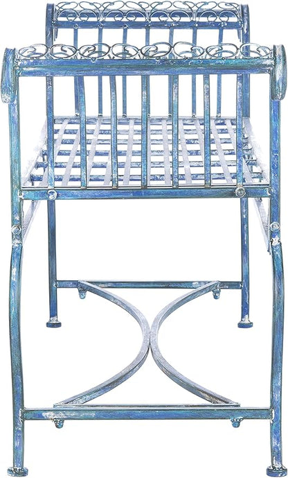Safavieh Outdoor Collection Brielle Victorian Antique Blue Bench