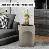 SUNBURY Outdoor Side Tables for Patio, 17" H Concrete Accent End Table, Indoor Small Round Patio End Table - Photo 6