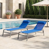 Kozyard Wilson Adjustable EDP Coated Wrought Iron Frame and Breathable Textilence Seat Chaise Lounge Chair (Blue - Photo 1