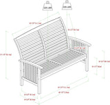 Walker Edison AZGWLSCH5GW Portofino 5 Piece Slat Back Patio Chat Set with UV Resistant Cushions, Grey Wash - Photo 9