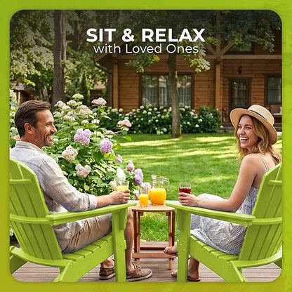 Ecommersify Folding Adirondack Chair with Cup Holder - (Tropical Lime Green) - Heavy Duty Recycled Poly Lumber Folding Chair - Amish Crafted Outdoor Furniture - Made in USA