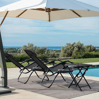 Devoko Patio Zero Gravity Chair Outdoor Folding Recliner Chairs with Table Pool Side Using Lawn Chair Sets with Pillow (Black)