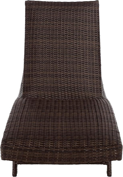 SAFAVIEH Outdoor Patio Furniture Collection – Alex Brown & Taupe Quick Dry Foam Lounger, Adjustable Outdoor Chaise, Modern Curved Design (PAT7545B)