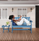 SERWALL Outdoor Bench, HDPE Outdoor Benches Weatherproof, 2-Person Garden Bench with 660 lbs Weight Capacity - Photo 2