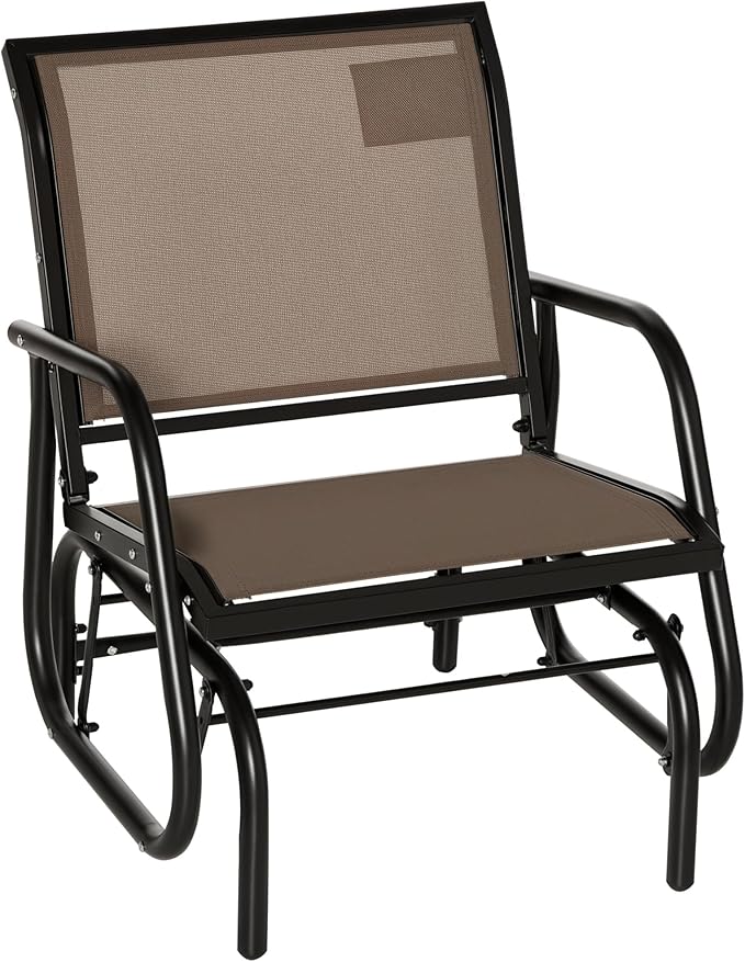 Outsunny Porch Glider, Metal Frame Swing Glider Chair with Breathable Mesh Fabric - Photo 1