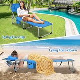 GYMAX Tanning Chair, Beach Lounge Chair with Face Hole, 5 Level Adjustable Backrest, Removable Pillow & Carry Handle - Photo 3