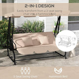 Outsunny 3-Seat Outdoor Patio Swing Chair, Converting Flatbed, Outdoor Swing Glider with Adjustable Canopy - Photo 3