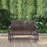Wicker 2 Person Patio Glider with Double Weaved Wicker Seat, Powder Coated Metal Frame, 50" W x 25.5" D x 35.5" H - Photo 6