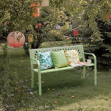 VINGLI 47'' Outdoor Bench, Weather Resistant Garden Patio Bench Powder Coated Iron Frame w/PVC Mesh Backrest Slatted - Photo 9