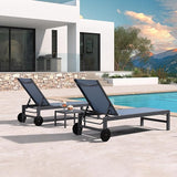 PURPLE LEAF Patio Chaise Lounge Set for 4 Outdoor Pool Lounge Chairs with Adjustable Backrest and Side Tables Aluminum - Photo 2