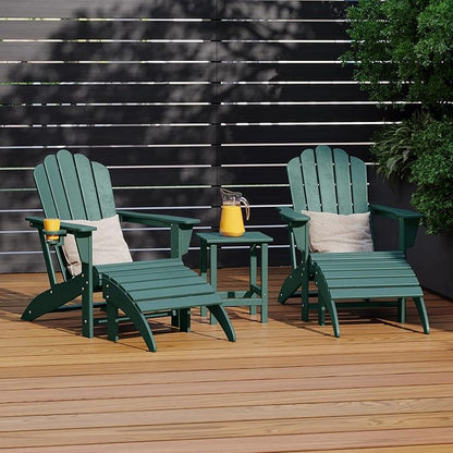 Costaelm Adirondack Chair Footrest Foldable Ottoman, Folding Ottoman Outdoor Foot Rest for Patio Waterproof, Adirondack Ottoman Outdoor, Dark Green